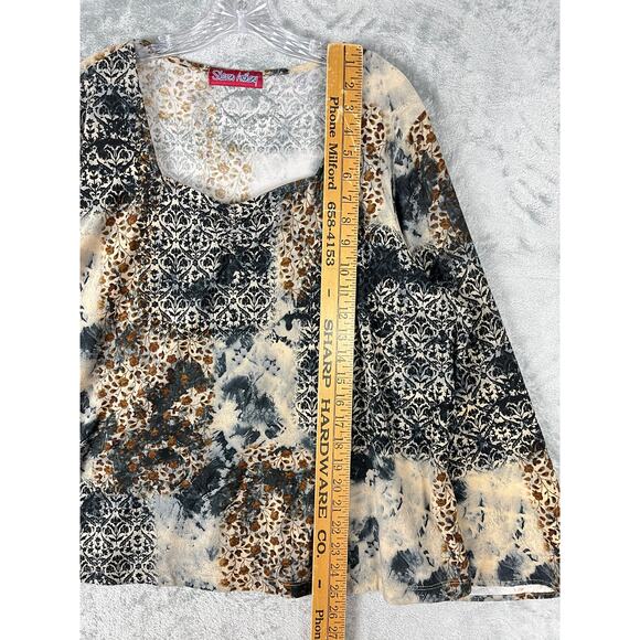 Vintage 90s Y2K Sharon Anthony Moody Floral Top 2X Stretchy Plus Size Fairy - Picture 13 of 15